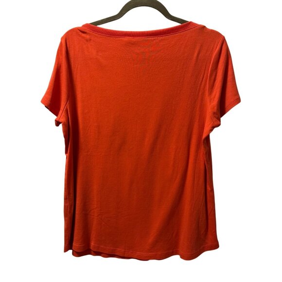 Chicos Orange Short-Sleeve Cotton Blend Top Size L Casual Lightweight Crew Neck - Picture 12 of 12